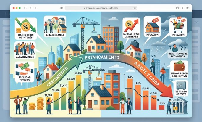 Ciclo de precios Gráfico ilustrativo sobre el crecimiento , estancamiento y caída de precios.